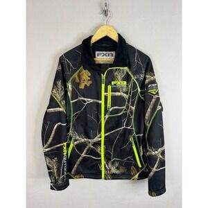 FXR Outdoor Realtree Camo Jacket Neon Green Accents Full Zip Women14 Black